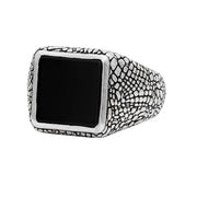 JOHN VARVATOS Snakeskin Sterling Silver Onyx Signet Ring